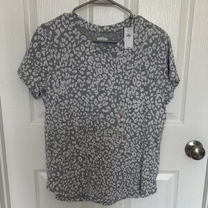 Old Navy Gray and White Patterned Women's Tee